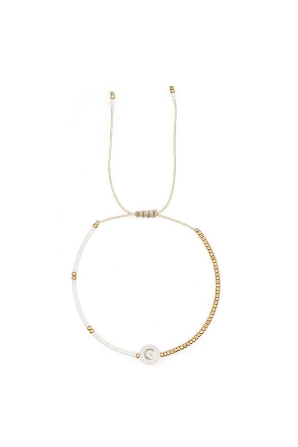 Choice-MI-B210108G Casual ins Style Niche Design Natural Shell Letter Gold-plated Beads Hand-beaded Rice Be 1