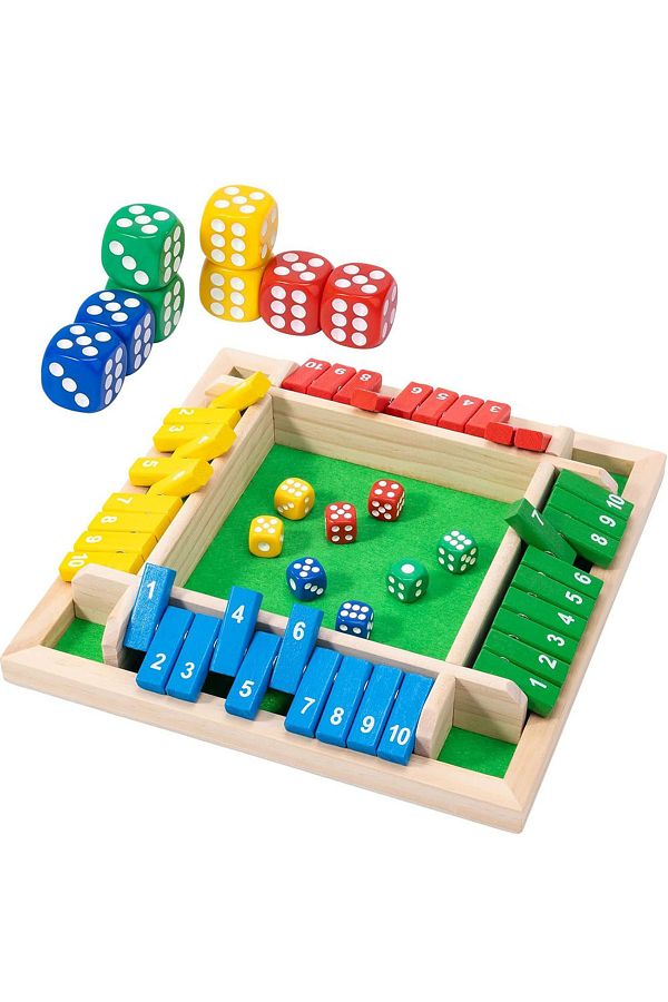 Choice-4-color Wooden Shut The Box Dice Game 8 Dice Board Table Math Skills Game Party Club Drinking Games 1