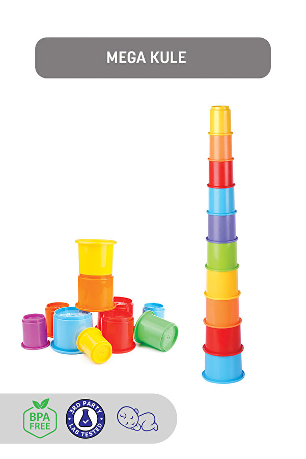 Kiki Mega Kule 10 Parça - Ae-1610 - Renkli Eğitici Oyuncak