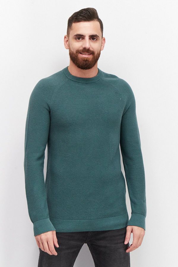 CELIO-Men Crew Neck Long Sleeve Knitted Sweatshirts, Green 1