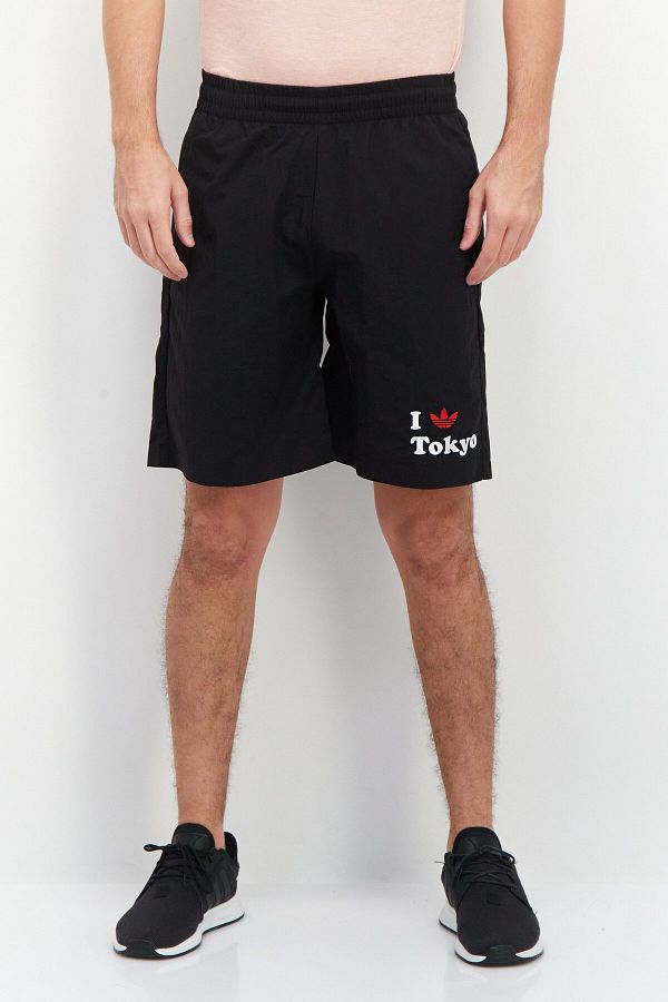 adidas-Men Sportswear Fit Embroidered Brand Logo Training Shorts, Black 1