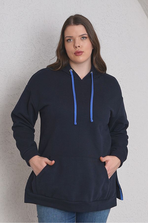 Büyük Moda-سويت شيرت أساسي بجيب الكنغر 1
