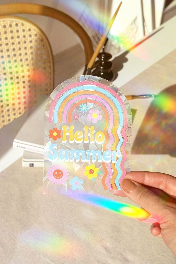 Buka Shops-Holographic "Hello Summer" Sun Catcher - Summer Energy Rainbow Window Film 1