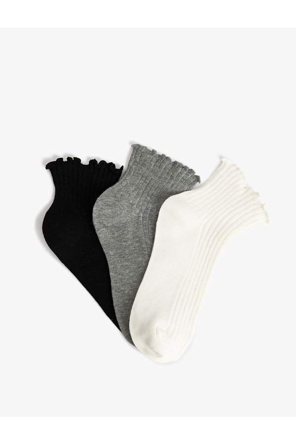Koton-Set of 3 Booties Socks with Multicolored Ruffle Detail 1
