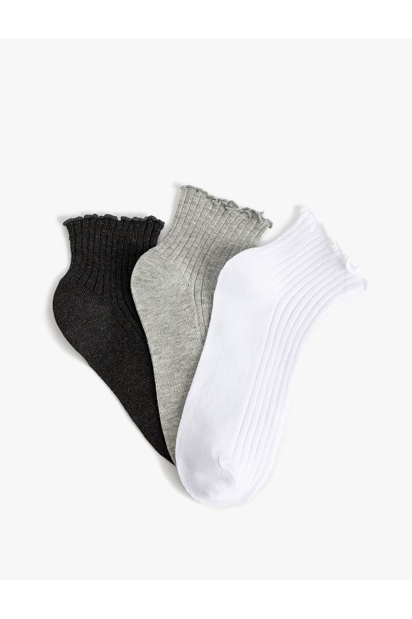 Koton-Set of 3 Booties Socks with Multicolored Ruffle Detail 1