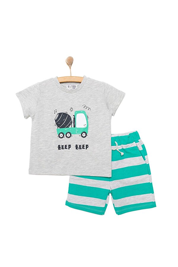 ebebek Hello Baby HelloBaby Cars&Roads Erkek Kamyon Baskılı Tshirt-Şort Erkek Bebek