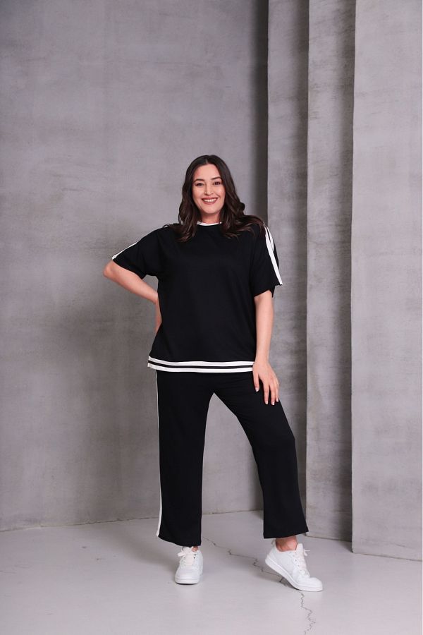 Esina-Women's Tracksuit Set - Crystal Fabric Capri Length 1