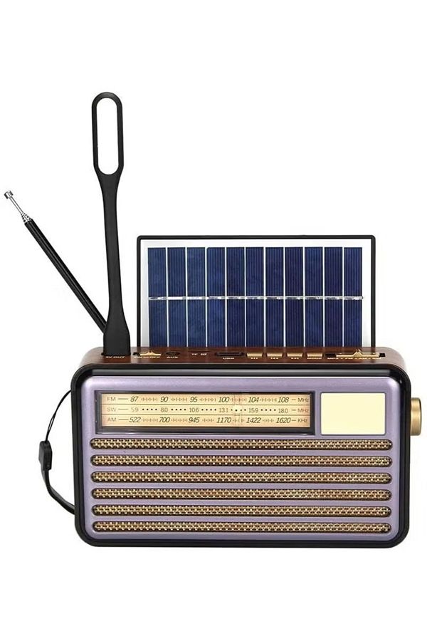 Denx-Classic Radio with LED Flashlight Portable with Best Sound Solar Powered, Battery Operated and Rechargeable 1