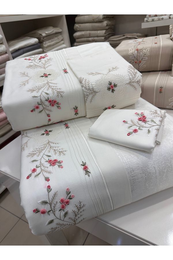 incisecrethome-Handcrafted Special Series Bed Cover Set Double Pique and Duvet Cover Set 7 Pieces 1