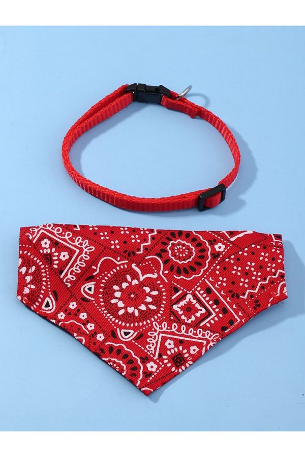 Choice-L Red 1pc Pink Color Random Pattern Pet Bandana With Adjustable Triangle Shape & Buckle Pet Dog Neck 1