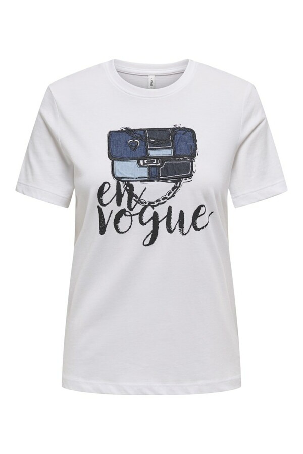 ONLY-Tricou alb pentru femei Onlememi Reg S/s Brightbag Unife Top Jrs 1