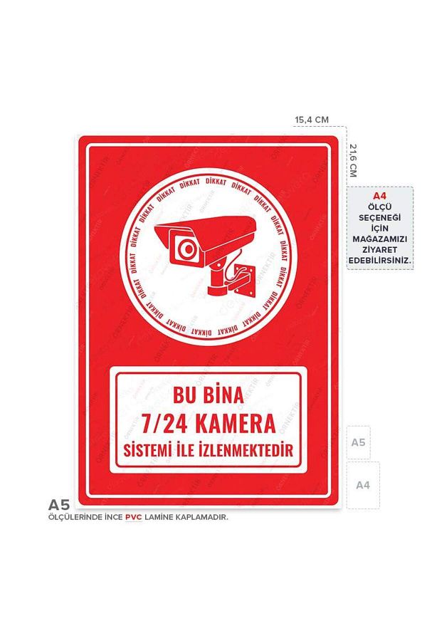 Posterya-Ul01229-A5 - This Building Is Monitored 24/7 with Camera System Warning Sign (15.4×21.6cm) 1