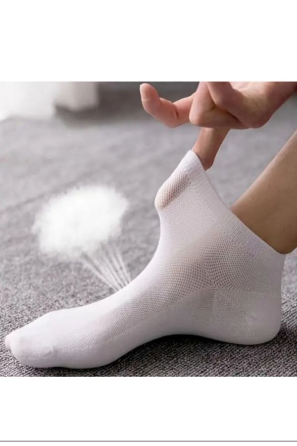 DERMİNA-10 perechi de șosete pantofi sport, din bumbac alb, lycra, scurte până la gleznă 1