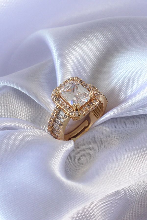 Modafiks-Gold Color Zircon Stone Women's Ring - Lisinya 1