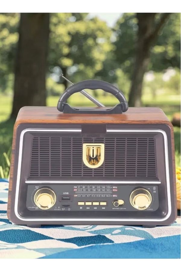 Denx-Classic Rechargeable Radio With Led Flashlight, Portable Radio With Best Sound, Solar Powered Radio 1