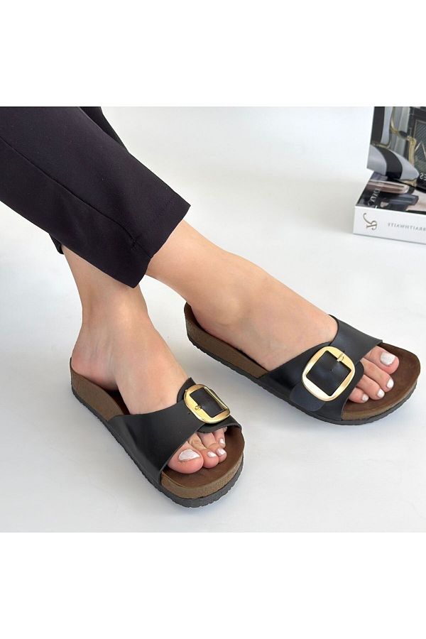 TUGERDİ-Papuci de damă Tugerdi Black Skin Eva Sole arcuit TGY 241600177 1