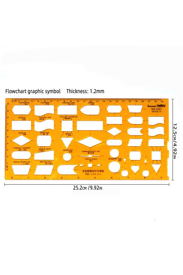 Choice-4351 Circular oval ruler durable K Resin drawing design furniture architect template drafting ruler 1