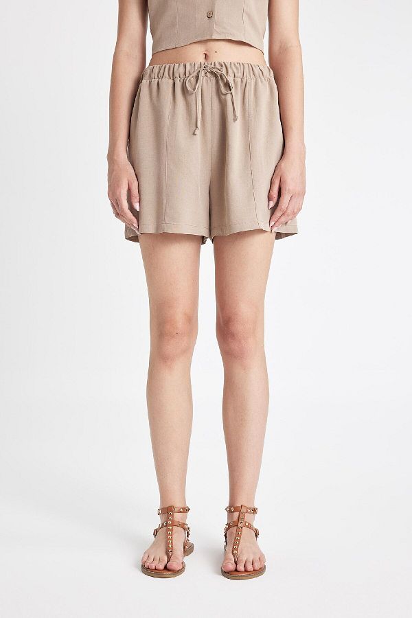 DeFacto-Linen Blended Regular Fit Shorts - D0967AX24HS 1