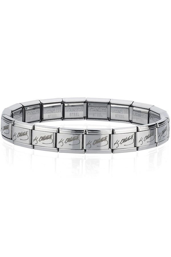 Takı Dükkanı-K. Atatürk Signed Italian Charm Unisex Steel Bracelet 18cm Scb54 1