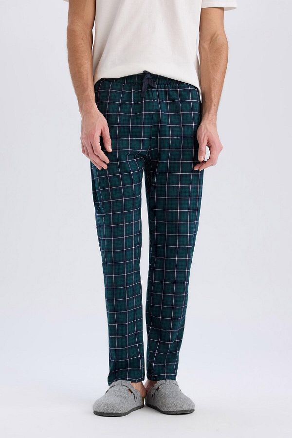 DeFacto-Regular Fit Checkered Pocket Pajama Bottoms B7254Ax25Sp 1