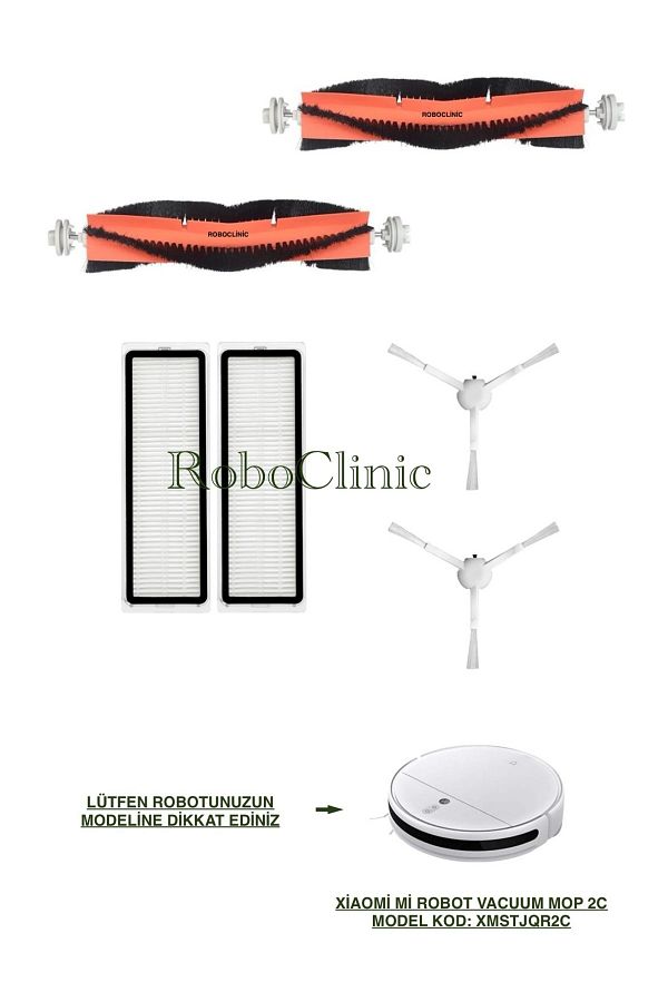 Roboclinic-فرشاة متوافقة مع Xiaomi Mi Robot Vacuum Mop 2c (رمز الموديل: XMSTJQR2C)، مجموعة مرشحات - 6 قطع 1