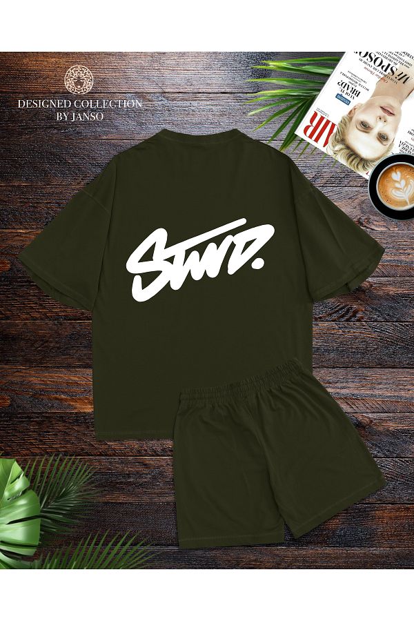 ACTIVE MODA-- Men's Short Sleeve Dwts5 Printed Tshirt-Shorts Set Large Size 2-Pack Oversized 1