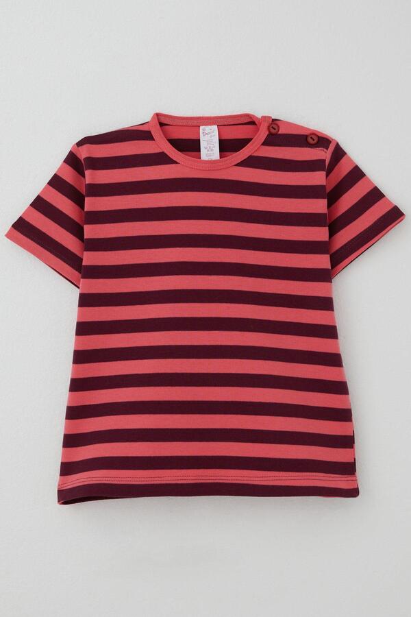 Breeze Kız Çocuk Tişört Patlı Çizgili 1-4 Yaş, Mercan
