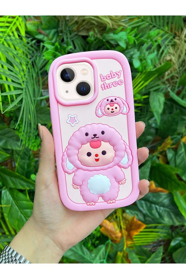 OSG-Luxury Phone Case with Shock Absorbing Soft Textured 3D Sheep Pattern Compatible with iPhone 15 14 and 13 (3 Models) 1