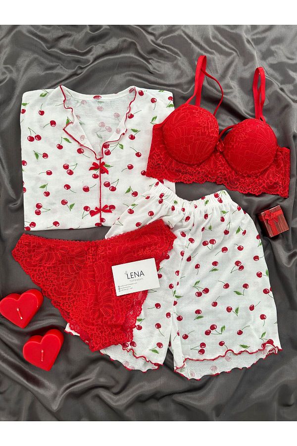 Lena Homewears-Pureks Cherry Underwear Shorts Pajama Set 1