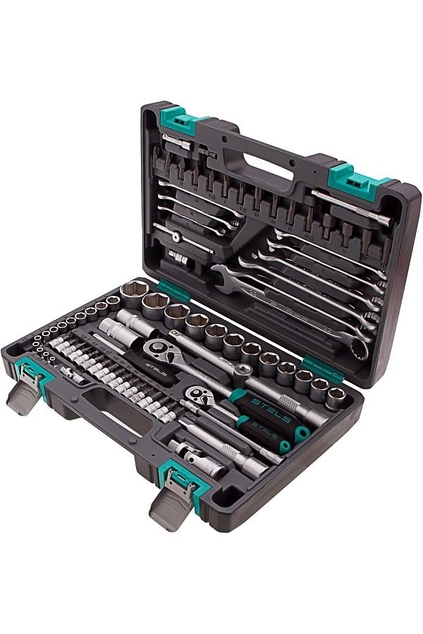 Generic-STELS 82-Pcs Hand Tool Set 1/4" & 1/2" Socket & Wrench Kit for Car, Home & Workshop Use 1