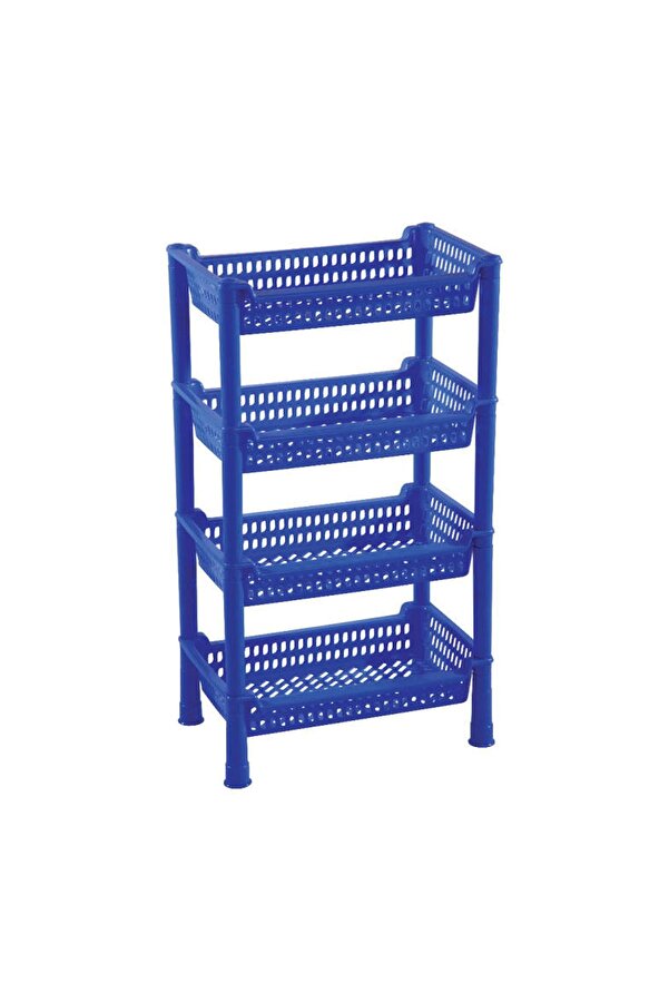 Generic-Bisbell 4-Tier Multipurpose Storage Rack, 40 cm Wide, Blue Plastic, Foldable Design,BB1316 1