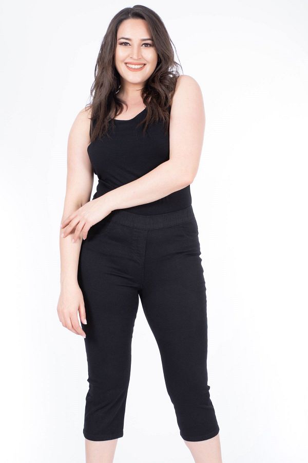 MYLİNE-Elastic Waist Capri Pants 1
