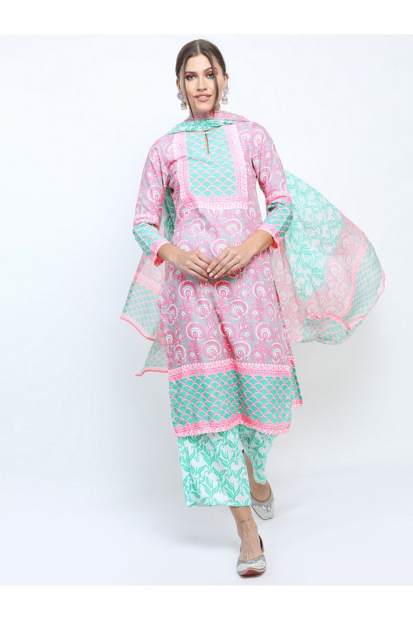 Vishudh By Styli-Women Multi-Color Printed Kurta Set with Dupatta 1