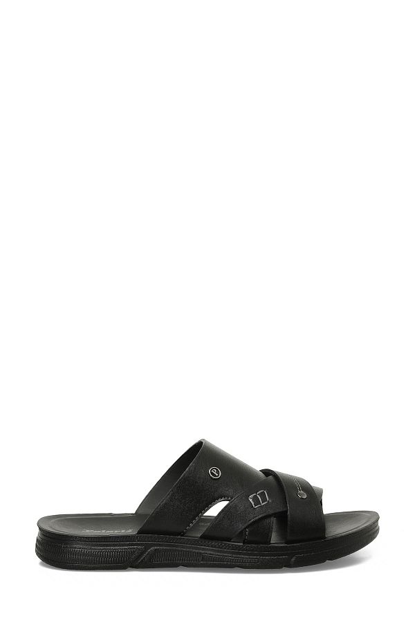 Polaris-408007.M5FX Μαύρες ανδρικές παντόφλες 1
