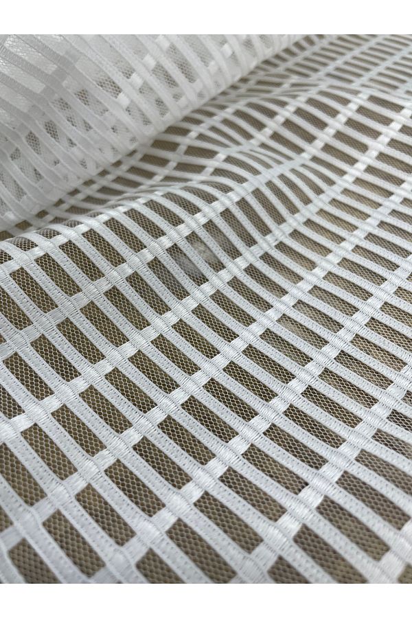 METERİAL-Square Textured White Mesh Fabric 1 Meter |   Modern and Stylish 1