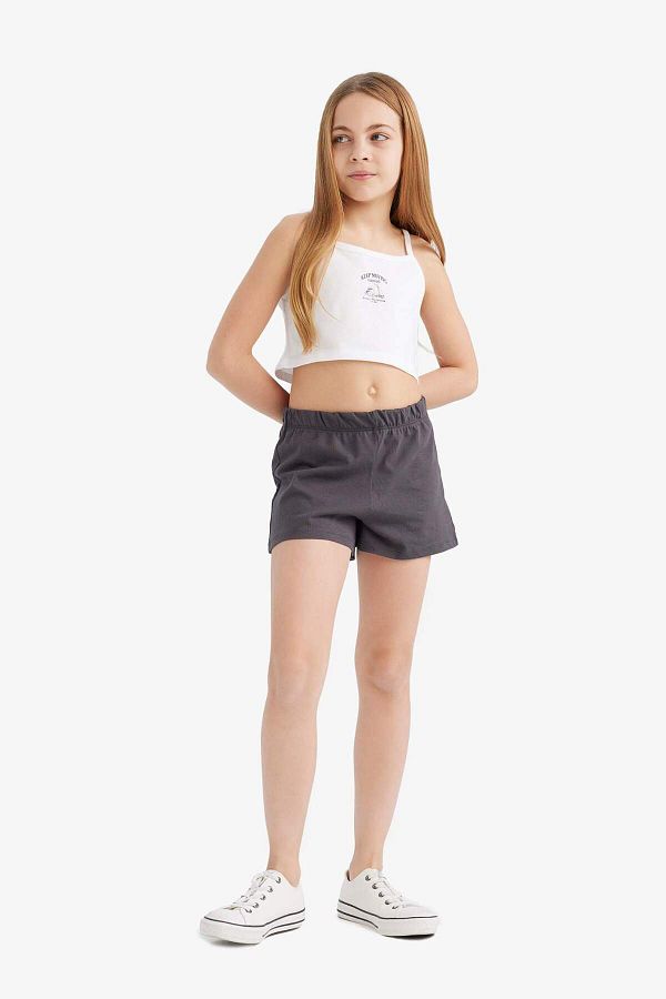 DeFacto-Girl's 2-Piece Set Printed Tank Top Elastic Waist Shorts E5696A825Hs 1