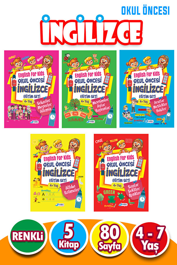 Harika Kitap 4 - 7 Yaş Ingilizce Eğitim Seti 5 Kitap