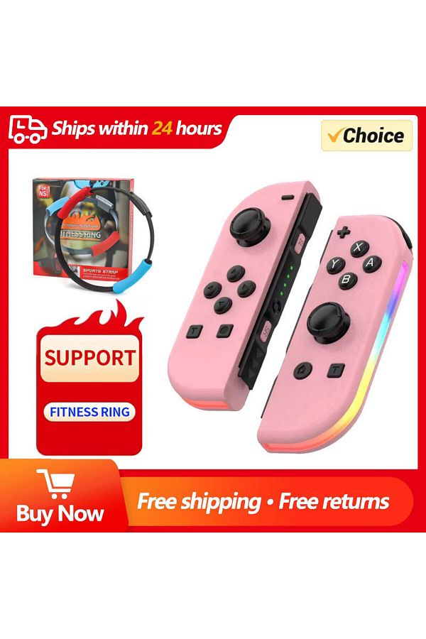 Choice-Joy3-pink Joy Controller RGB Led Switch L/R Joypad لجهاز Nintendo Switch/lite/OLED Joycon Gamepads Joy 1