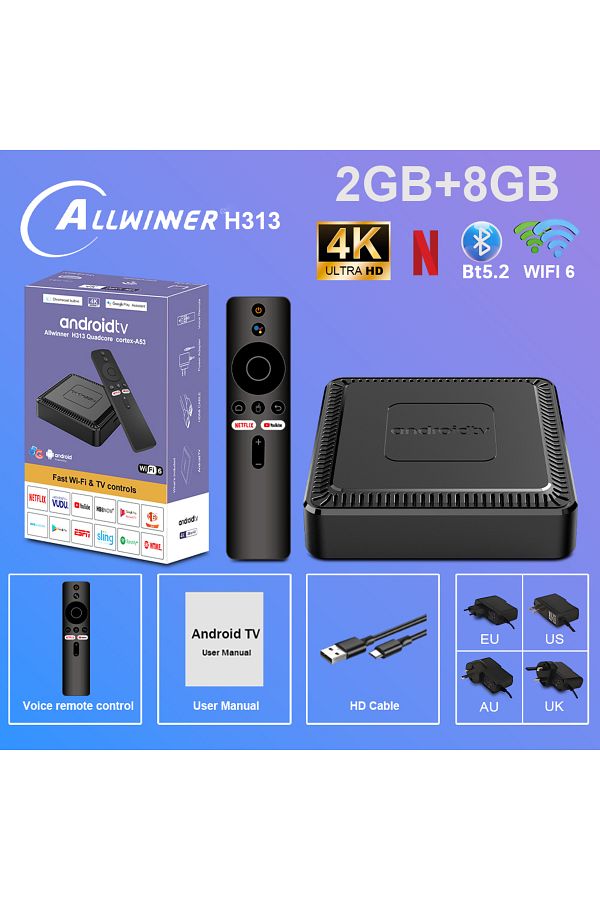 Choice-Eu Plug 2gb 8gb 2025 High Quality Q7 Smart Android Tv Box Wifi6 Bluetooth 5.2 Voice Google Assistan 1