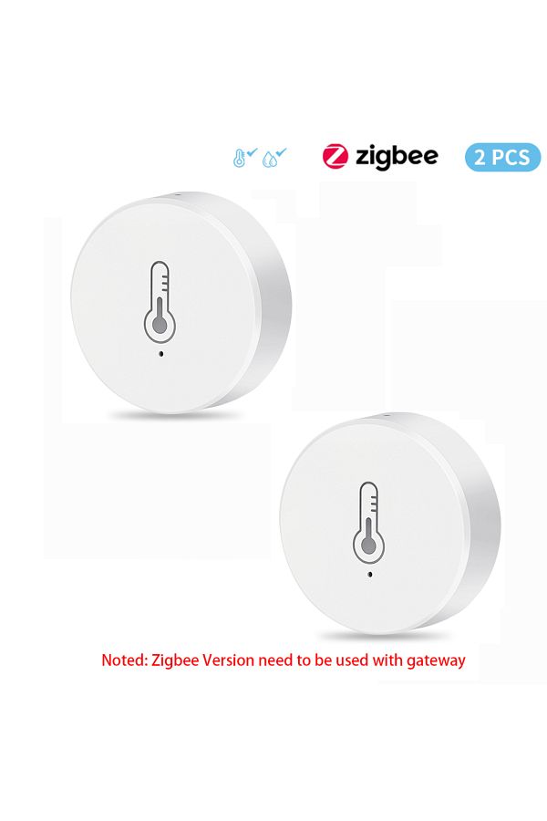 Choice-2pcs Tuya ZigBee Mini Temperature Humidity Sensor Smart Home Remote Monitor Works with Gateway Alexa 1
