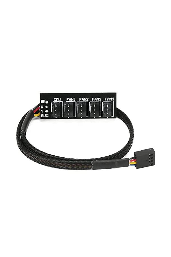 Choice-0.4m 1 to 5 4/3PIN PWM Fan Hub CPU Cooling Fan Power Cable Hub Adapter Sleeved Case Splitter for Com 1