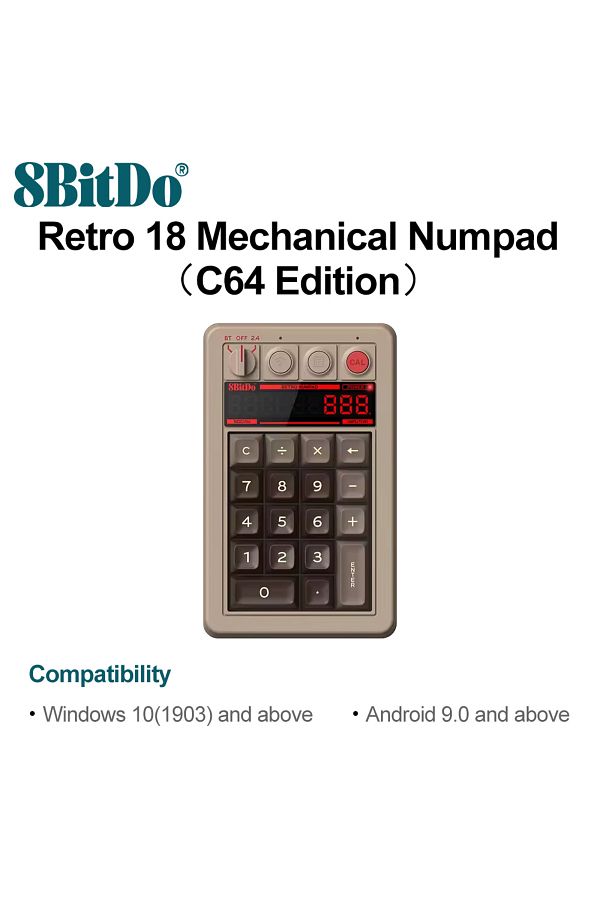 Choice-C64 Edition 8bitdo Retro 18 Mechanical Numpad Compatible With Windows 10 11 Android Bluetooth 2.4g U 1
