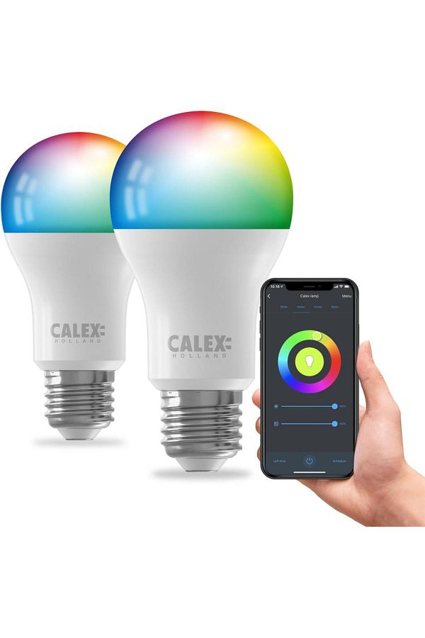 Calex-Set of 2 smart RGB LED bulbs Calex, Wi-Fi, A60, E27, 9.4W, 806 lm, dimmable, white and colored light 1