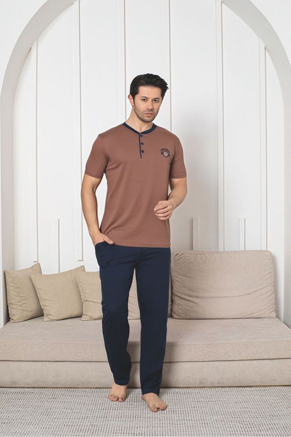 Asel-Men's Cotton Knitted Pocket Pajama Set 1