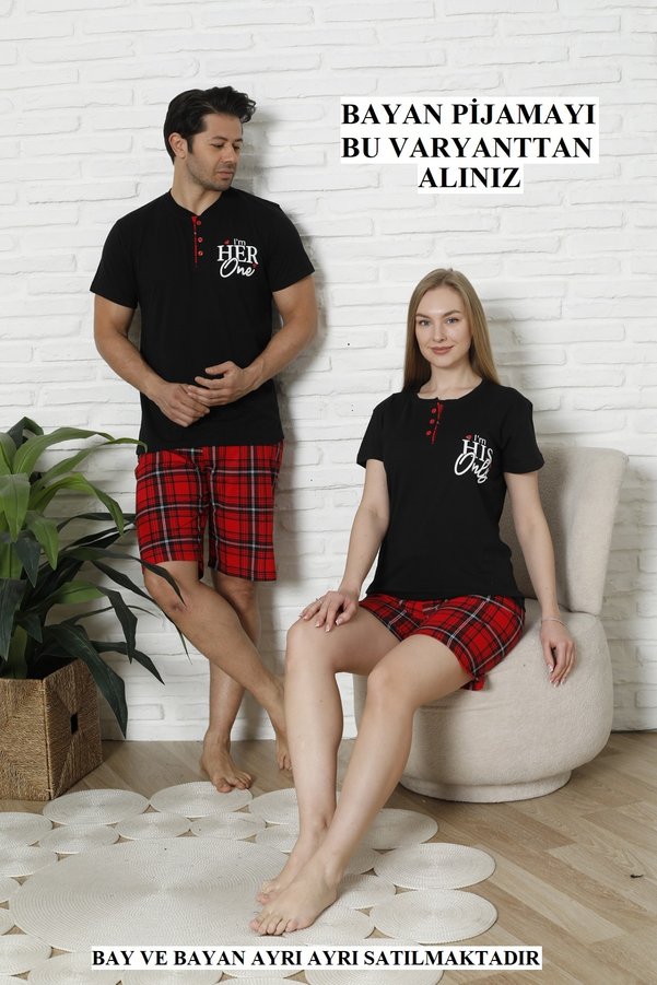 MODAREYA Plaid Pajamas with Paired Placket Short Sleeve Shorts for Lovers, Couples and Dowry