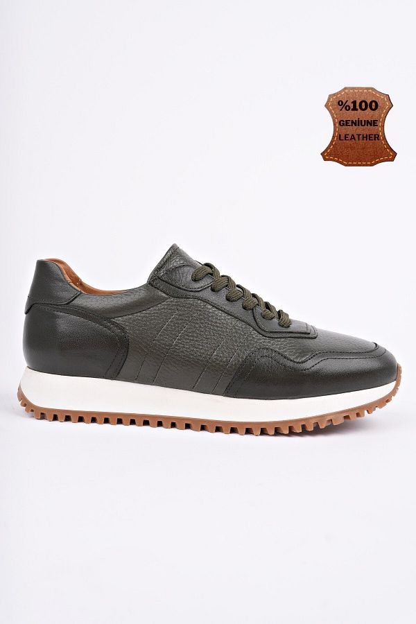 MUGGO-Harwil Thick Sole Lace-Up Genuine Leather Men's Casual Sneaker Sports Shoes 1