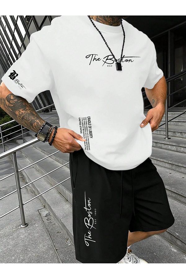 macklin-Design Printed Oversize Tshirt and Shorts 2-Piece Bottom Top Set 1