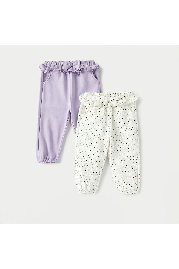 Juniors-Assorted Joggers with Bow Detail - Set of 2 1