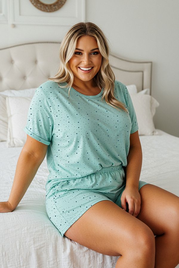 Edit by Trendyol-Blue Star Pattern Knitted Plus Size Pajamas Set Tedss25Ai00005 1