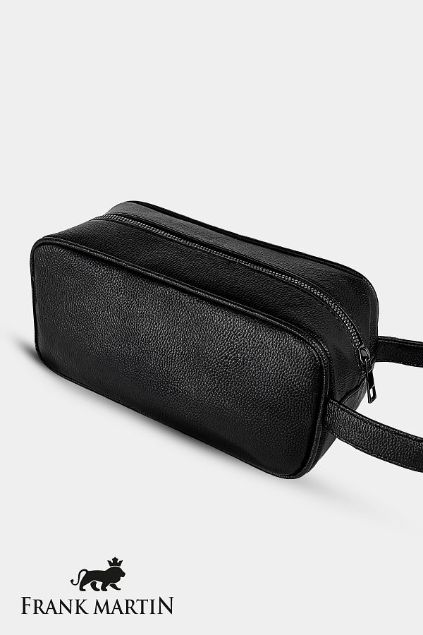Frank Martin-Vegan Leather Personal Care and Travel Bag Large Volume Handbag Black 140-001 1